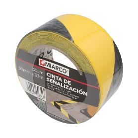 CINTA SEÑALIZACION AMARILLA Y NEGRA 50MMX33MT
