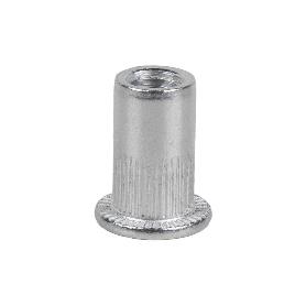 TUERCAS REMACHABLES CILÍNDRICAS RANURADAS FONDO ABIERTO CABEZA ANCHA ALUMINIO M8 X 16   CAJA 250 UNID.