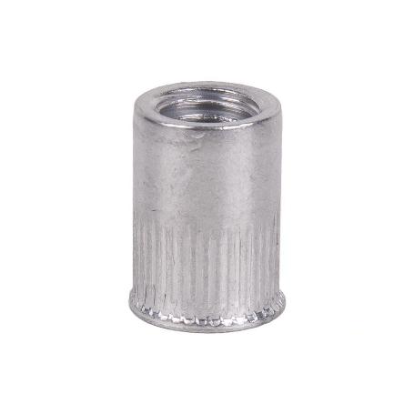TUERCAS REMACHABLES CILÍNDRICAS RANURADAS FONDO ABIERTO CABEZA REDUCIDA ALUMINIO M6 X 14   CAJA 500 UNID.