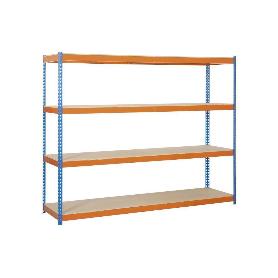 ESTANTERÍA MEDIA CARGA AZUL/NARANJA 4 BALDAS DE MADERA 2000 X 1800 X 600 MM