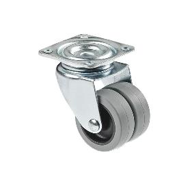 RUEDA DOBLE POLIPROPILENO PLACA Ø50MM