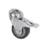 RUEDA DE GOMA GRIS CON AGUJERO PASANTE Y FRENO Ø50 X 18 MM VENTA UNITARIA
