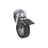 RUEDA DE GOMA GRIS CON AGUJERO PASANTE Y FRENO Ø65 X 22 MM VENTA UNITARIA