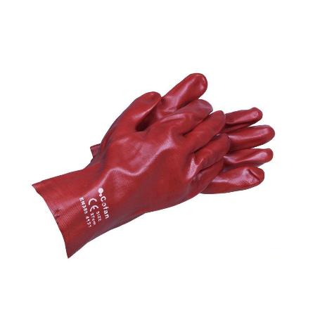 GUANTE PVC ESTANCO ROJO DE 27 CMS.   CAJA 12 UNID.