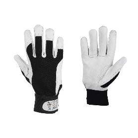 GUANTE VACUNO DORSO TELA + VELCRO T-8   CAJA 12 UNID.