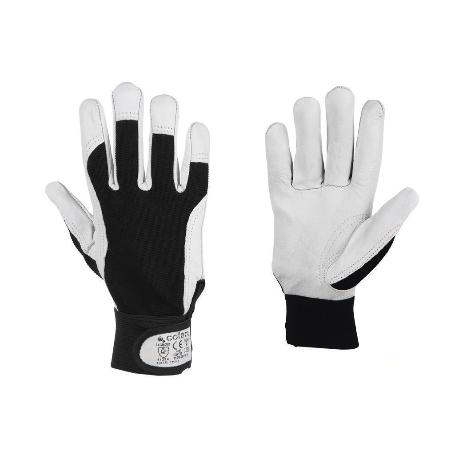 BLÍSTER DE GUANTE DE PIEL VACUNO, DORSO DE TELA Y VELCRO  TALLA 9  VENTA UNITARIA