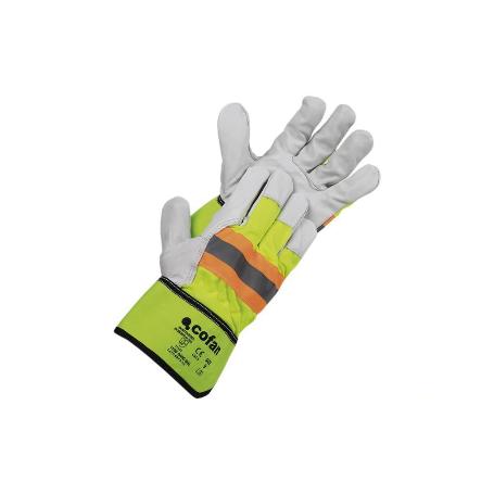 GUANTE VACUNO AMERICANO AMARILLO FLÚOR TALLA 9   CAJA 12 UNID.