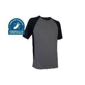 CAMISETA TRANSPIRABLE MODELO PILOTE GRIS-NEGRA 160 G/M2 TALLA-M