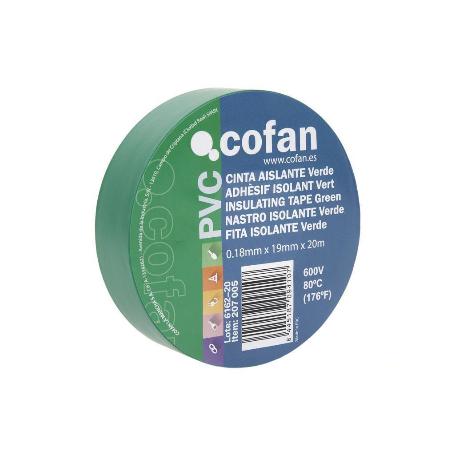 CINTA AISLANTE 180 MICRAS VERDE 19MMX20 METROS   CAJA 10 UNID.