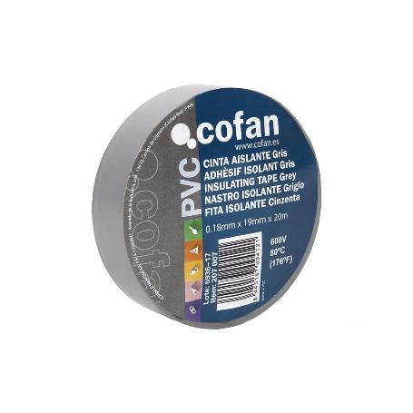 CINTA AISLANTE 180 MICRAS GRIS 19MMX20 METROS   CAJA 10 UNID.