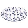 VAJILLA DE PORCELANA CON DETALLE FLORAL AZUL ESMALTADO DE FORMA IRREGULAR 18 PIEZAS