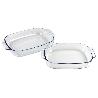 SET DE 2 FUENTES OVALADAS ANCHAS DE VIDRIO BOROSILICATO MODELO BARITINA 2700 ML - 3800 ML