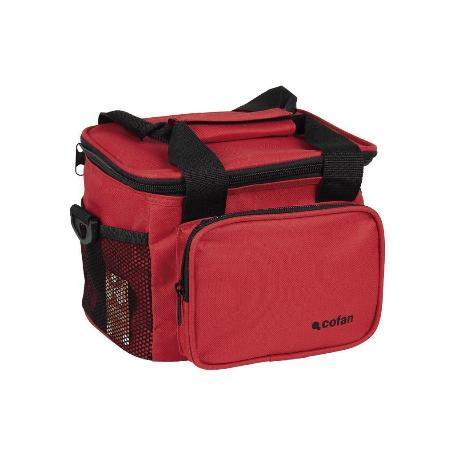 NEVERA TEXTIL PORTÁTIL MULTIBOLSILLOS COLOR ROJO 5 L