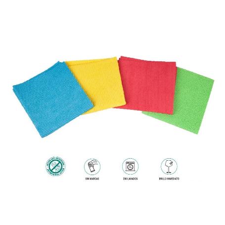 PACK DE 4 BAYETAS DE ALTA CALIDAD AZUL, ROJO, AMARILLO , VERDE 38 X 35 CM