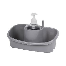 ESTROPAJERO CON DOSIFICADOR GRIS CLARO 26X13X16.5CM VENTA UNITARIA