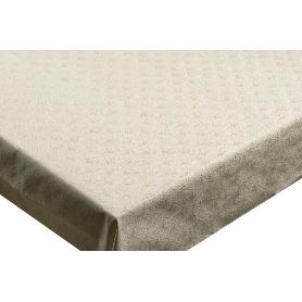 MANTEL ANTIMANCHAS RESINADO CONFECCIONADO 1,40 X 1,40 M 50% PES 45% CO 5% LUREX LINEAS DE ORO