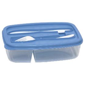 FIAMBRERA AZUL RECTANGULAR CON CUBIERTOS 1,5 L