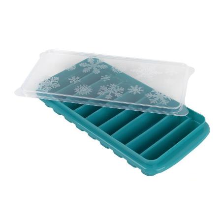 CUBITERA HIELO CON TAPA COLOR TURQUESA 12.5X26X4 CM   CAJA 6 UNID.