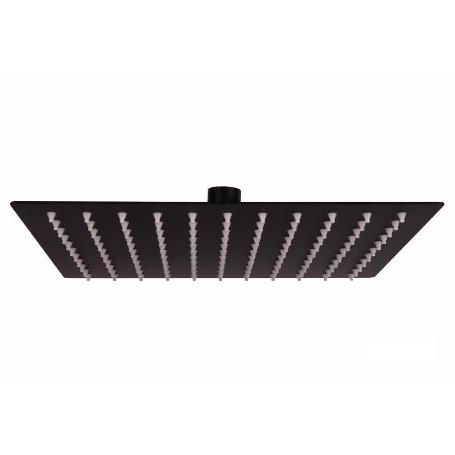 CABEZAL DE DUCHA CUADRADO EXTRAFINO DE ACERO INOXIDABLE 304 NEGRO MATE 24,5 X 24,5 CM