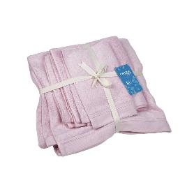 JUEGO DE 3 TOALLAS ROSA CLARO 580 G/M2 GAMA FLOR 30X50  50X100  70X140 CM