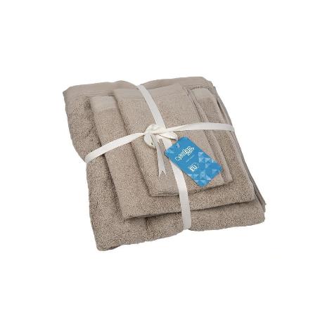 JUEGO DE 3 TOALLAS BEIGE 580 G/M2 GAMA ABISINIA 30X50  50X100  70X140 CM