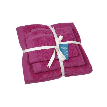JUEGO DE 3  TOALLAS FUCSIA 580 G/M2  GAMA PRIMAVERA 30X50  50X100  70X140 CM
