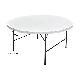 MESA REDONDA PLEGABLE BLANCA 180X74CM