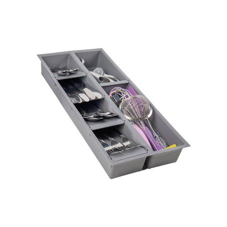 ORGANIZADOR PARA CAJÓN CON SEPARADORES DE COLOR GRIS 20 X 45 X 6,5 CM