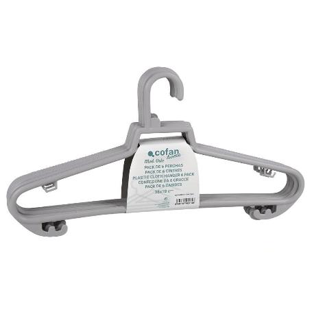 PACK DE 6 PERCHAS GRIS CLARO 38 X 18 CM