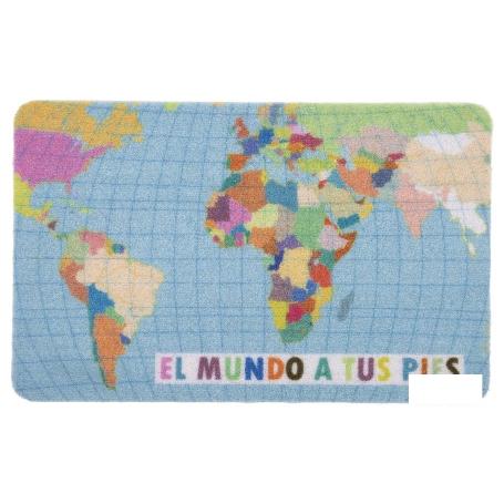 FELPUDO CON ESTAMPADO DIGITAL EL MUNDO 40 X 60 CM