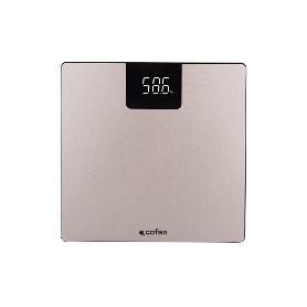 BÁSCULA DE BAÑO DIGITAL DE COLOR PIEDRA CON PANTALLA LED 30 X 30 X 2,2 CM