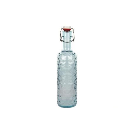 BOTELLA DE VIDRIO TRANSPARENTE AZUL CLARO CON CIERRE DE ESTRIBO 1 L VENTA UNITARIA