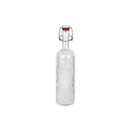 BOTELLA DE VIDRIO TRANSPARENTE CON CIERRE DE ESTRIBO 1 L   CAJA 6 UNID.