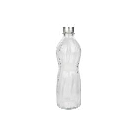 BOTELLA DE VIDRIO TRANSPARENTE TAPÓN ACERO INOXIDABLE 1 L VENTA UNITARIA