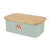 PACK DE PANERA CON TAPA BAMBU ,6  VASOS DE AGUA VERDE Y 6 PLATOS VERDE