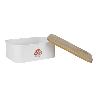 PACK DE PANERA CON TAPA BAMBU ,6  VASOS DE AGUA BEIGE Y 6 PLATOS BEIGE