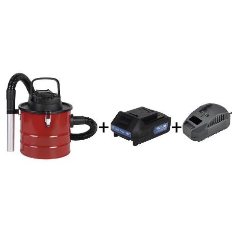 PACK DE ASPIRADOR DE CENIZAS, BATERÍA 1,5 AH Y CARGADOR