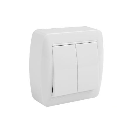 DOBLE INTERRUPTOR SUPERFICIE  MODELO ATLANTIS10A BLANCO