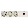 BASE BIPOLAR 3 TOMAS Y PROLONGACIÓN 1,5M CON T/T LATERAL 16A 250V USB