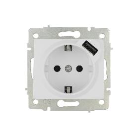 BASE ENCHUFE 2P+T CON OBTURADOR MODELO PACIFIC 16A 250V ENTRADA USB