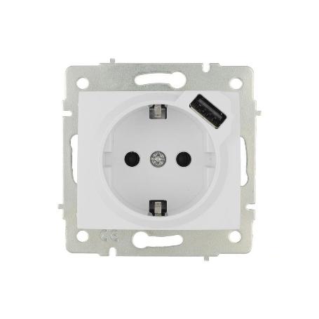 BASE ENCHUFE 2P+T CON OBTURADOR MODELO PACIFIC 16A 250V ENTRADA USB