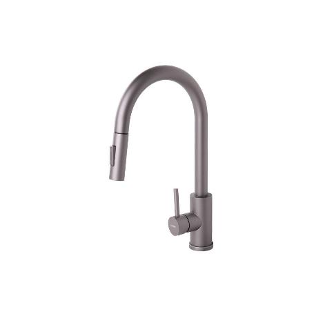 GRIFO DE COCINA ANTRACITA DE ACERO INOX. CON MANGUERA EXTENSIBLE Y 2 FUNCIONES 400 X 220 X 54 MM