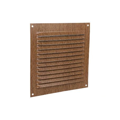 REJILLA DE VENTILACIÓN ALUMINIO MADERA CON MOSQUITERA 15 X 15 CM   CAJA 5 UNID.
