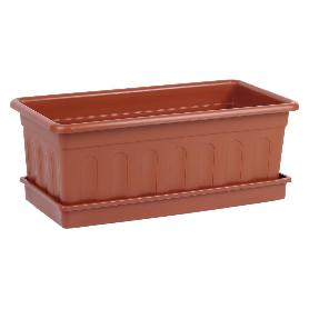 JARDINERA MARRON MODELO AZAHAR 50 X 21.5 X 16 + PLATO 48 X 19.5 CM   CAJA 12 UNID.