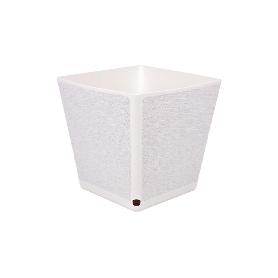 MACETA O MACETERO GAMA TEXTIL CUADRADA COLOR BLANCO PP 238 X 238 X 240 MM 9 L   CAJA 4 UNID.