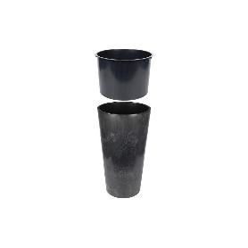 MACETERO 2 EN 1 FORMA CÓNICA CON DEPÓSITO COLOR NEGRO PP Ø 295 X 571 MM 12,5 L VENTA UNITARIA