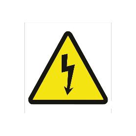 SEÑAL ADHESIVA 105X105 MM. RIESGO ELÉCTRICO. EL DISEÑO DE LA SEÑAL PUEDE VARIAR, PERO EN NINGÚN CASO SE VARIARÁ EL 