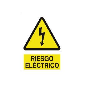 SEÑAL ADHESIVA 297X210 MM. RIESGO ELÉCTRICO. EL DISEÑO DE LA SEÑAL PUEDE VARIAR, PERO EN NINGÚN CASO SE VARIARÁ EL 