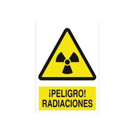 SEÑAL POLIESTIRENO 210X148 MM ¡PELIGRO! RADIACIONES