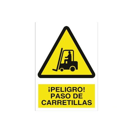 SEÑAL ADHESIVA 297X210MM. ¡PELIGRO! PASO DE CARRETILLAS